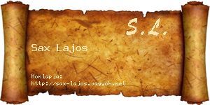 Sax Lajos névjegykártya